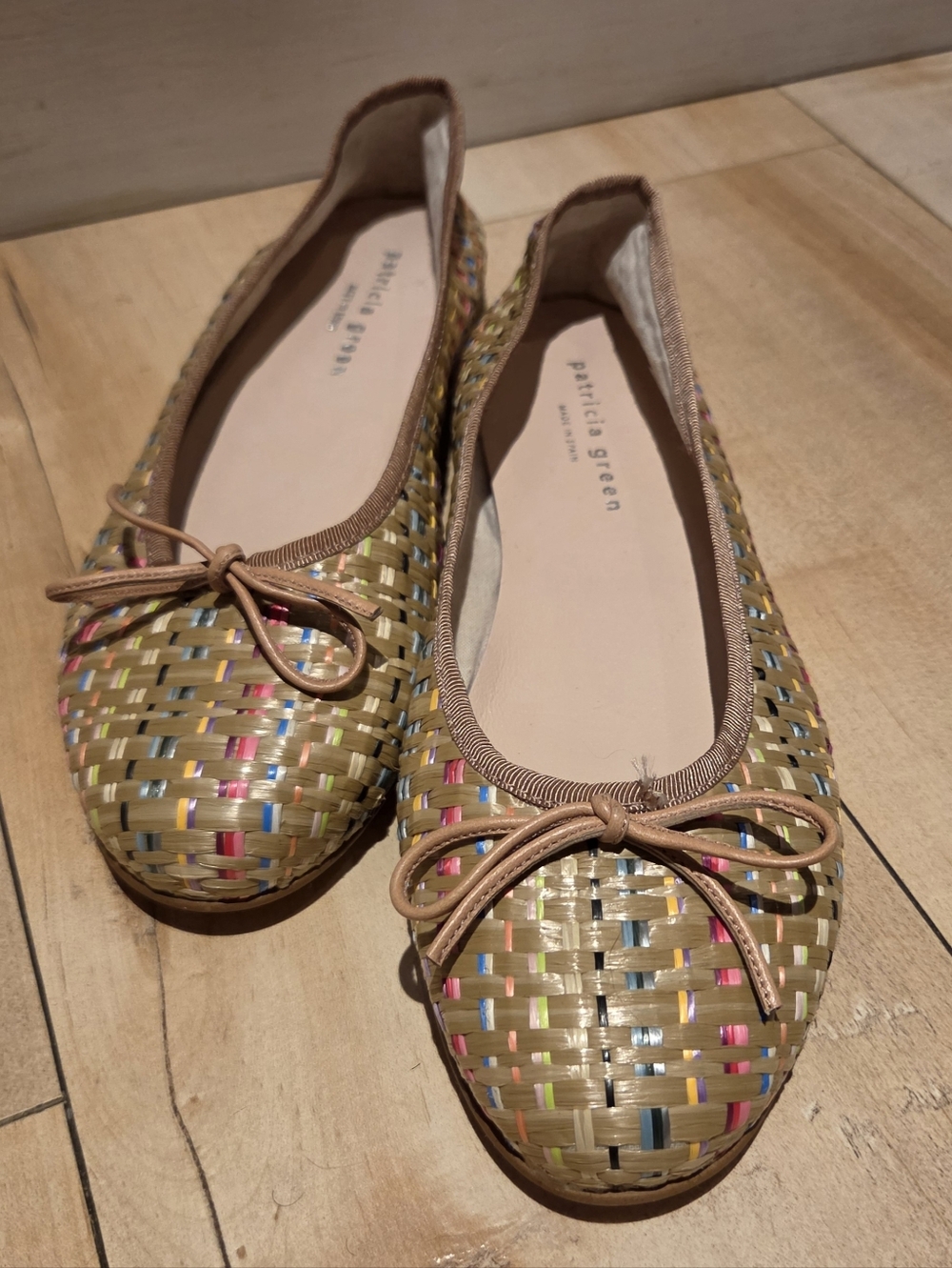Patricia Green Woven Tan Ballet Flats with Multicolor Accents
